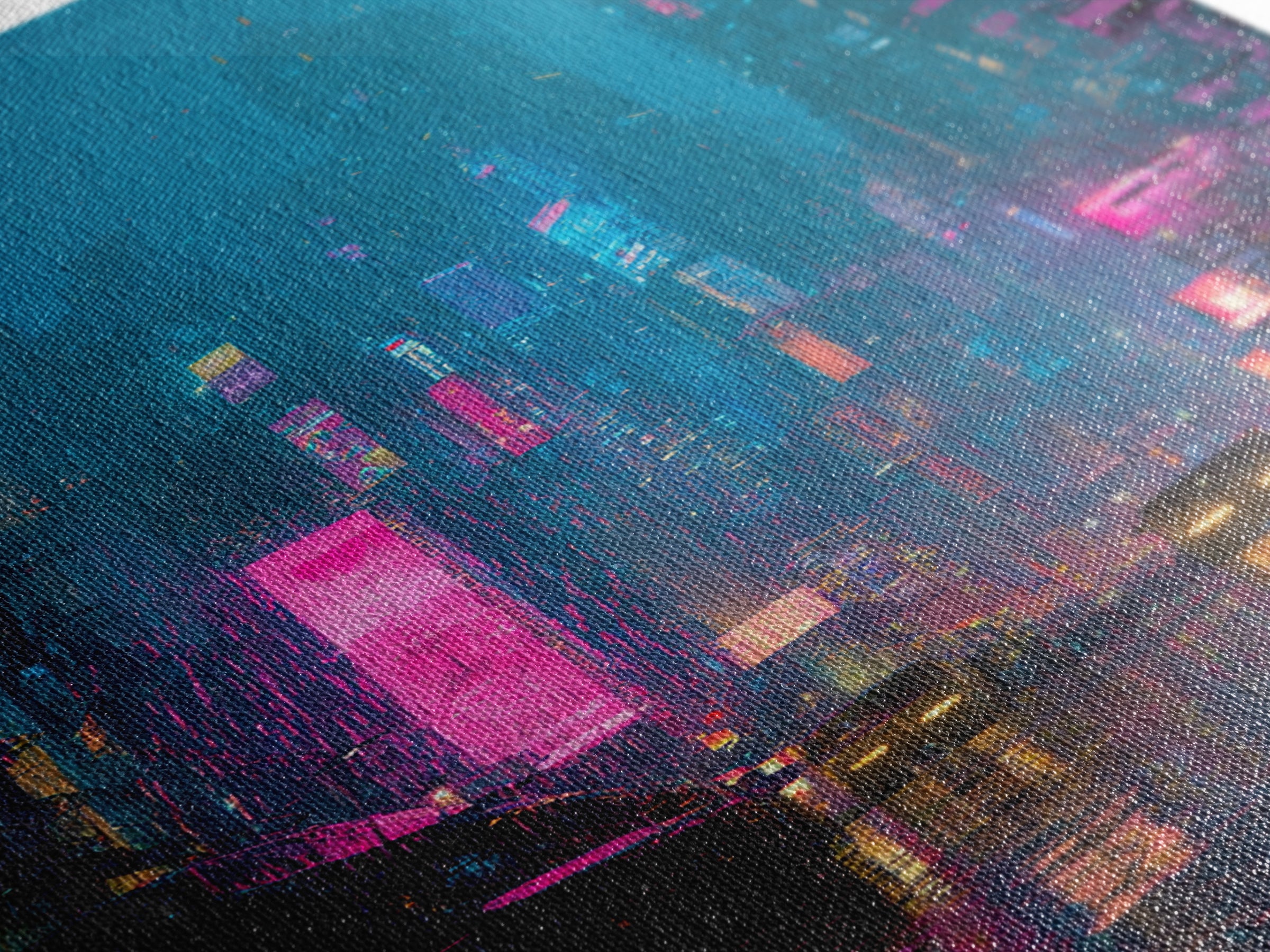 Futuristic City Skyline Canvas Print, Cyberpunk Art, Movie Posters, Living Room Decor, Abstract Art, Neon, Cyberpunk Jacket, CYB-2x3-58