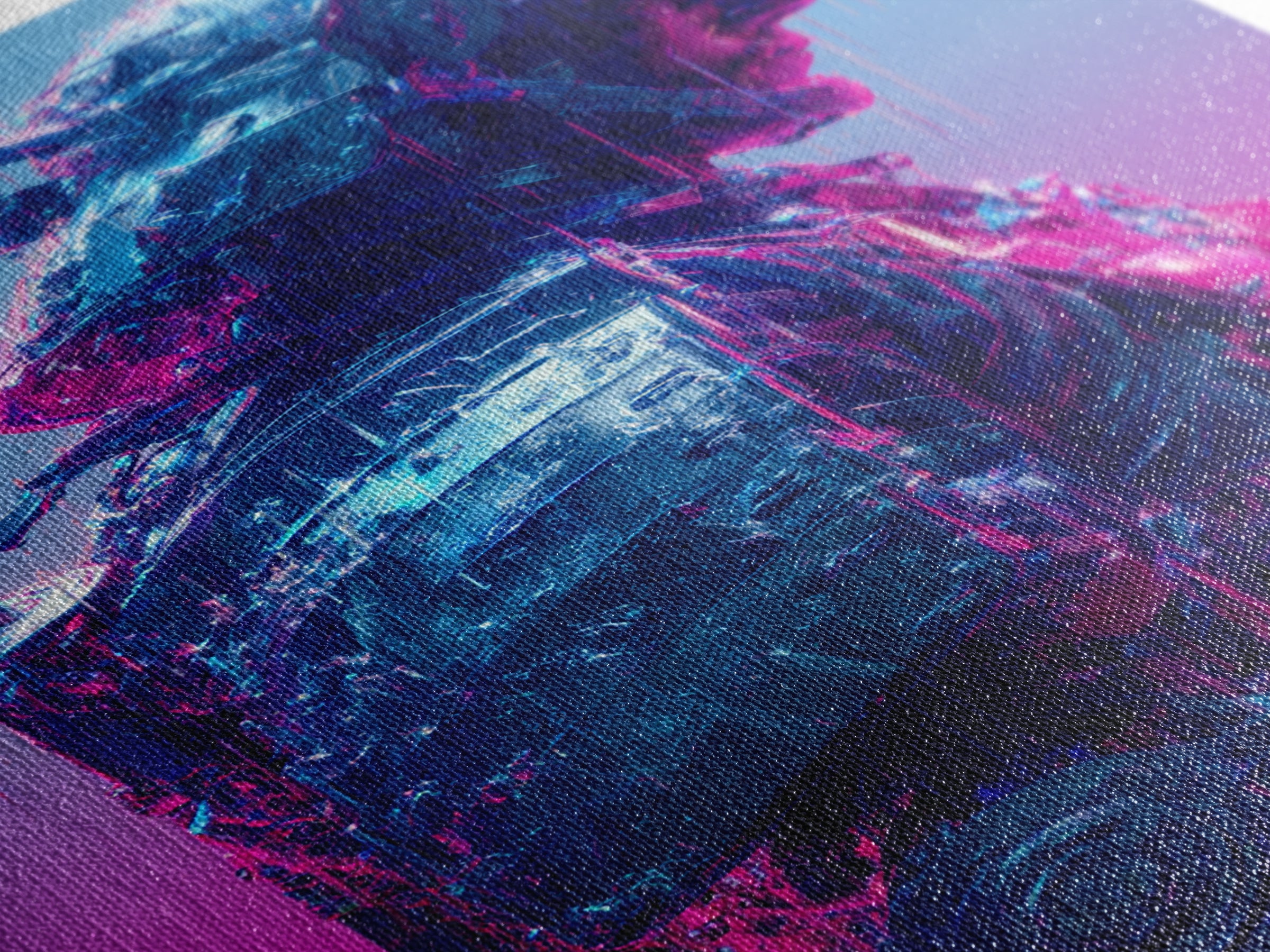 Neon Samurai Portrait Canvas Print, Cyberpunk Art, Man Cave Decor, Living Room Decor, Fine Art, Neon, Fine Art Print, CYB-2x3-81
