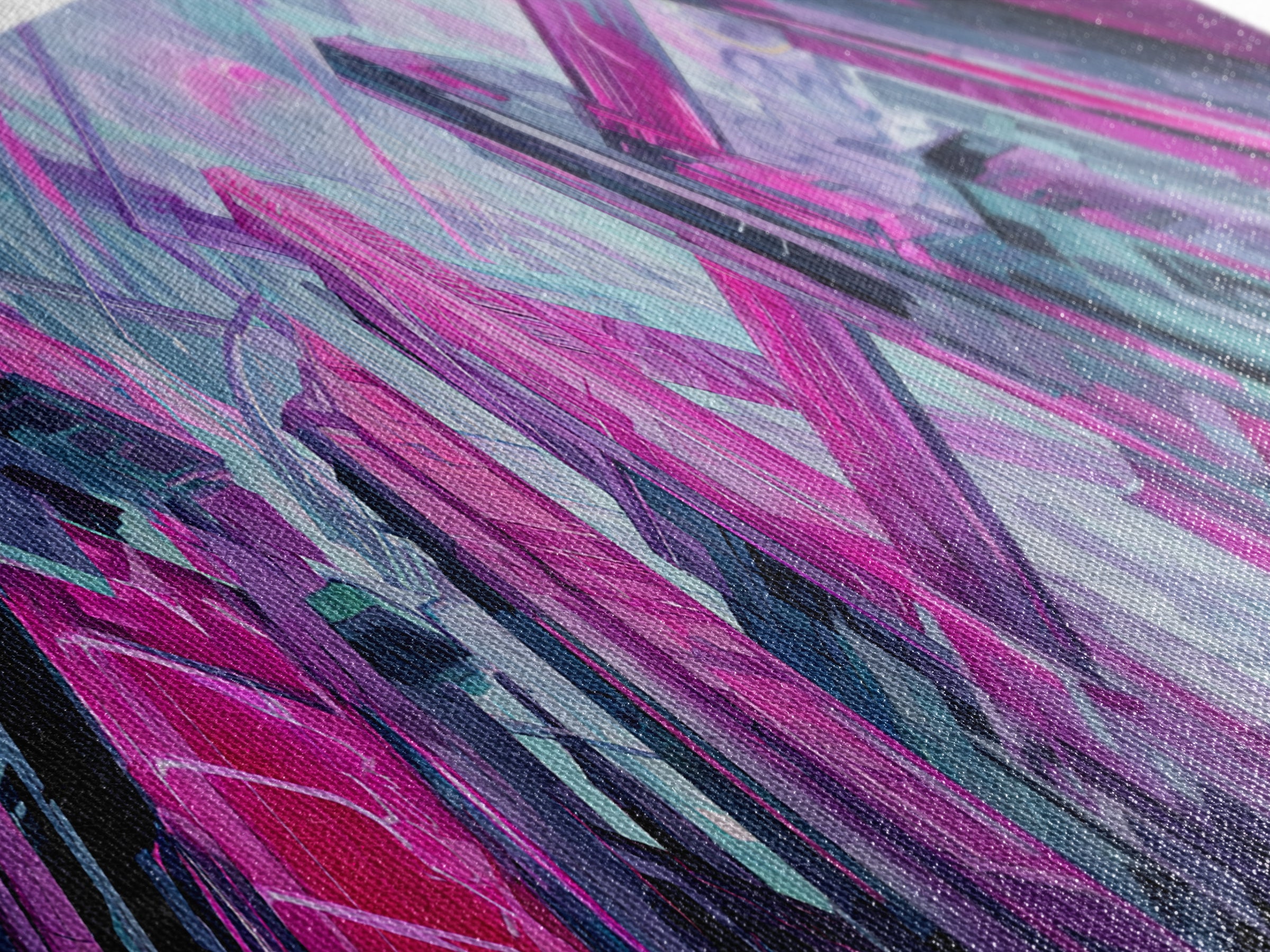 Neon Dragon Wrapped Around Skyscraper Shapes Canvas Print, Cyberpunk Art, Urban Wall Art, Living Room Decor, Abstract Art, Neon, CYB-3x1-6