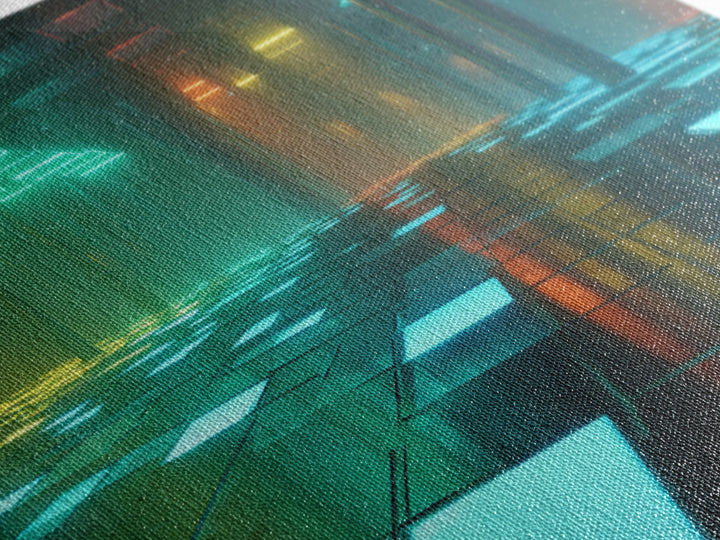 Retro Arcade Dystopia Canvas Print, Cyberpunk Art, Minimalist Poster, Living Room Decor, Fine Art, Neon, Textured Painting, CYB-3x1-98