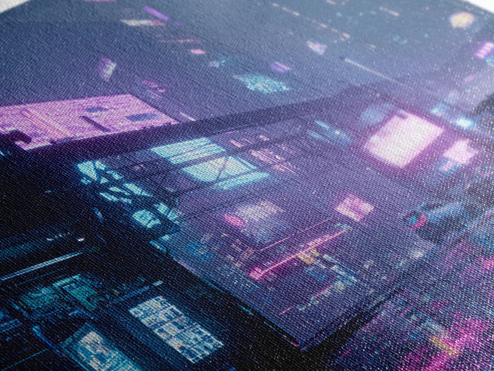 Retro Arcade Dystopia Canvas Print, Cyberpunk Art, Cool Wall Art, Living Room Decor, Neon, Gallery Decor, Neutral Decor, CYB-3x2-62