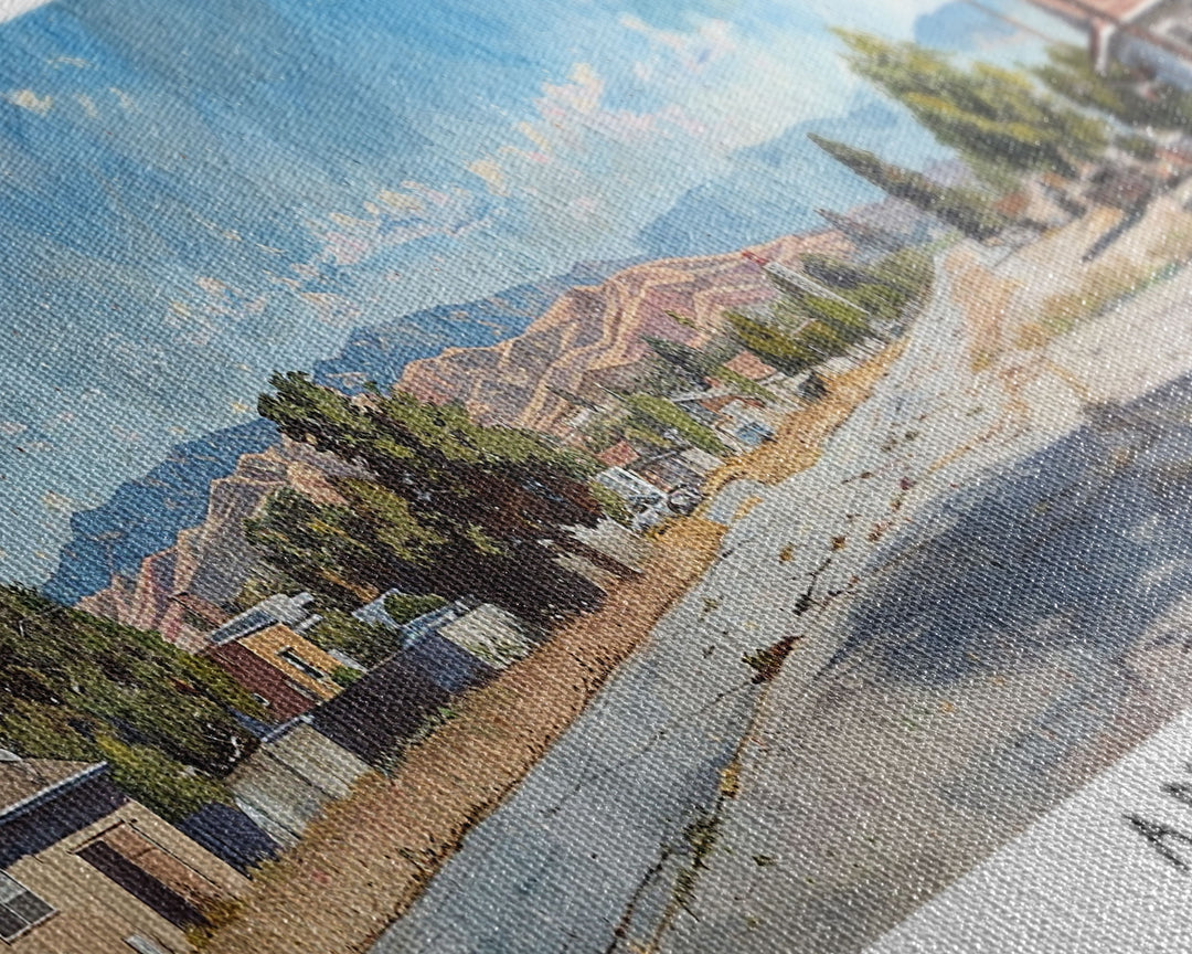Antioch California Panoramic Painting, Watercolor Framed Canvas Print, Scenic City Art, Travel Poster, Home Decor, Wall Art, Office Wall Art