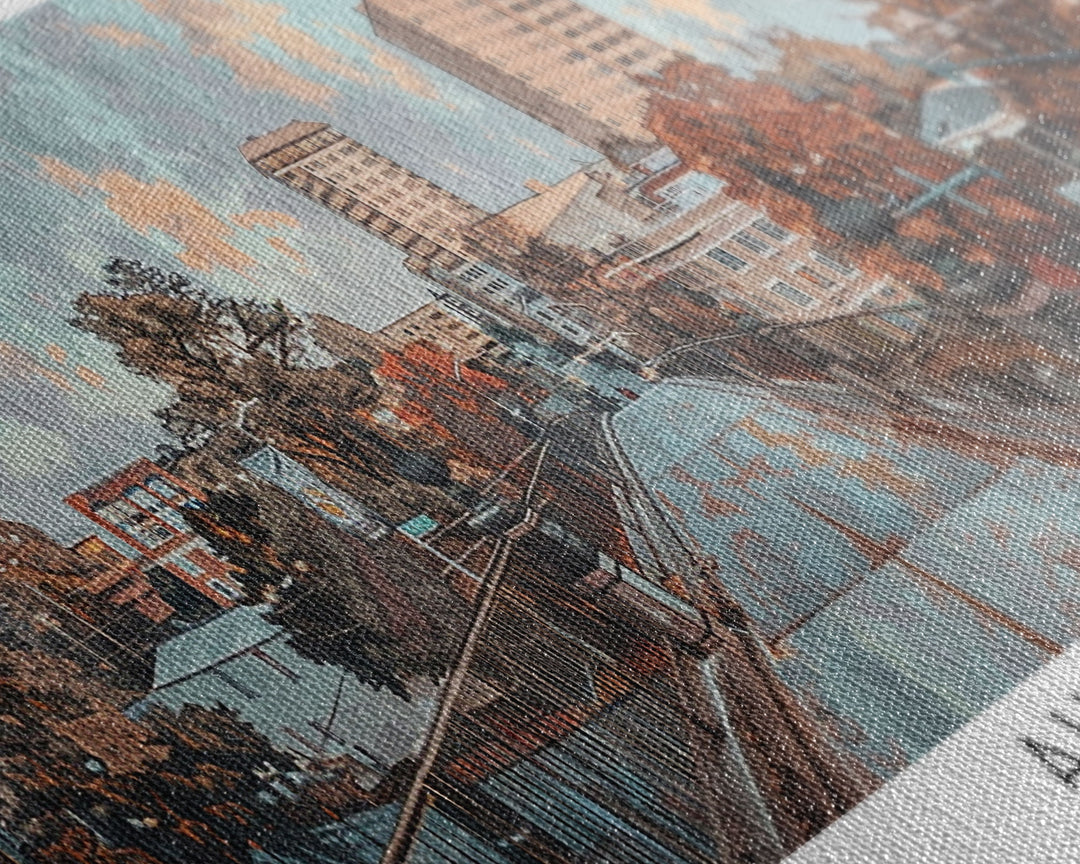 Augusta Georgia Panoramic Painting, Watercolor Framed Canvas Print, Scenic City Art, Travel Poster, Wall Decor, Living Room Art, Gift Idea