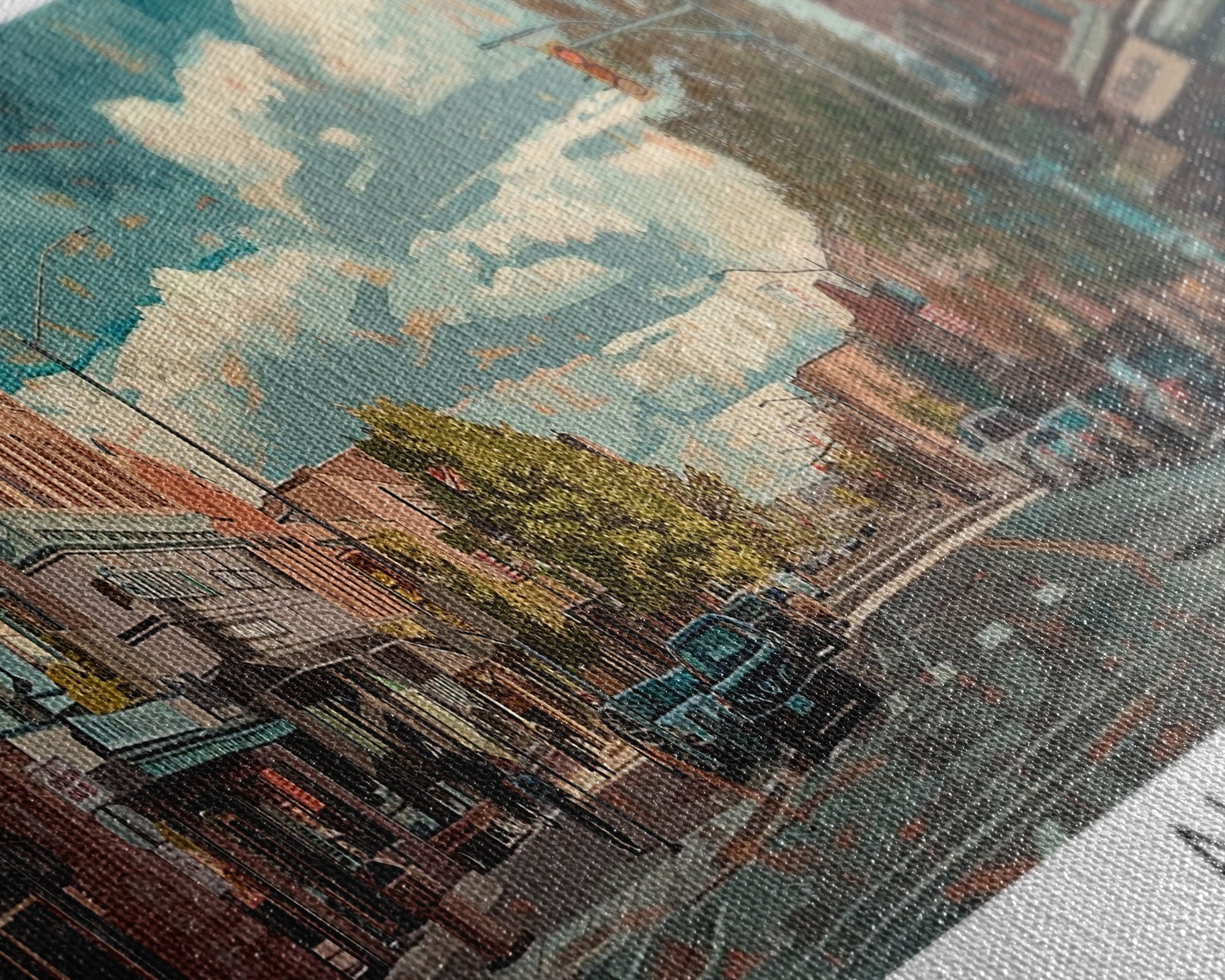 Aurora Colorado Panoramic Painting, Watercolor Framed Canvas Print, Scenic City Art, Travel Poster, Home Decor, Wall Hanging, Office Wall Art