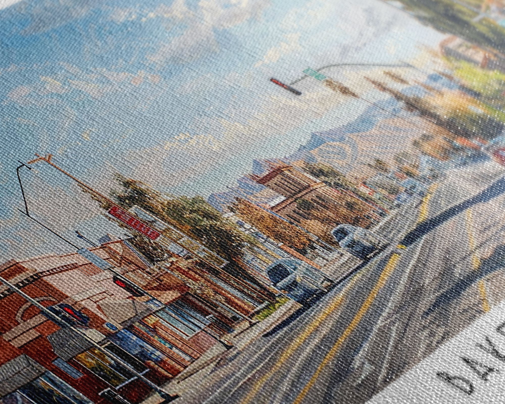 Bakersfield California Panoramic Painting, Watercolor Framed Canvas Print, Scenic City Art, Travel Poster, Home Decor, Wall Hanging, Gift Idea