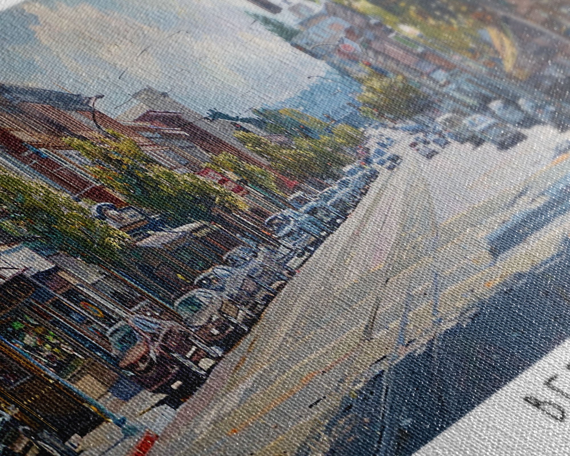 Berkeley California Panoramic Painting, Watercolor Framed Canvas Print, Scenic City Art, Travel Poster, Home Decor, Wall Art, Office Wall Art
