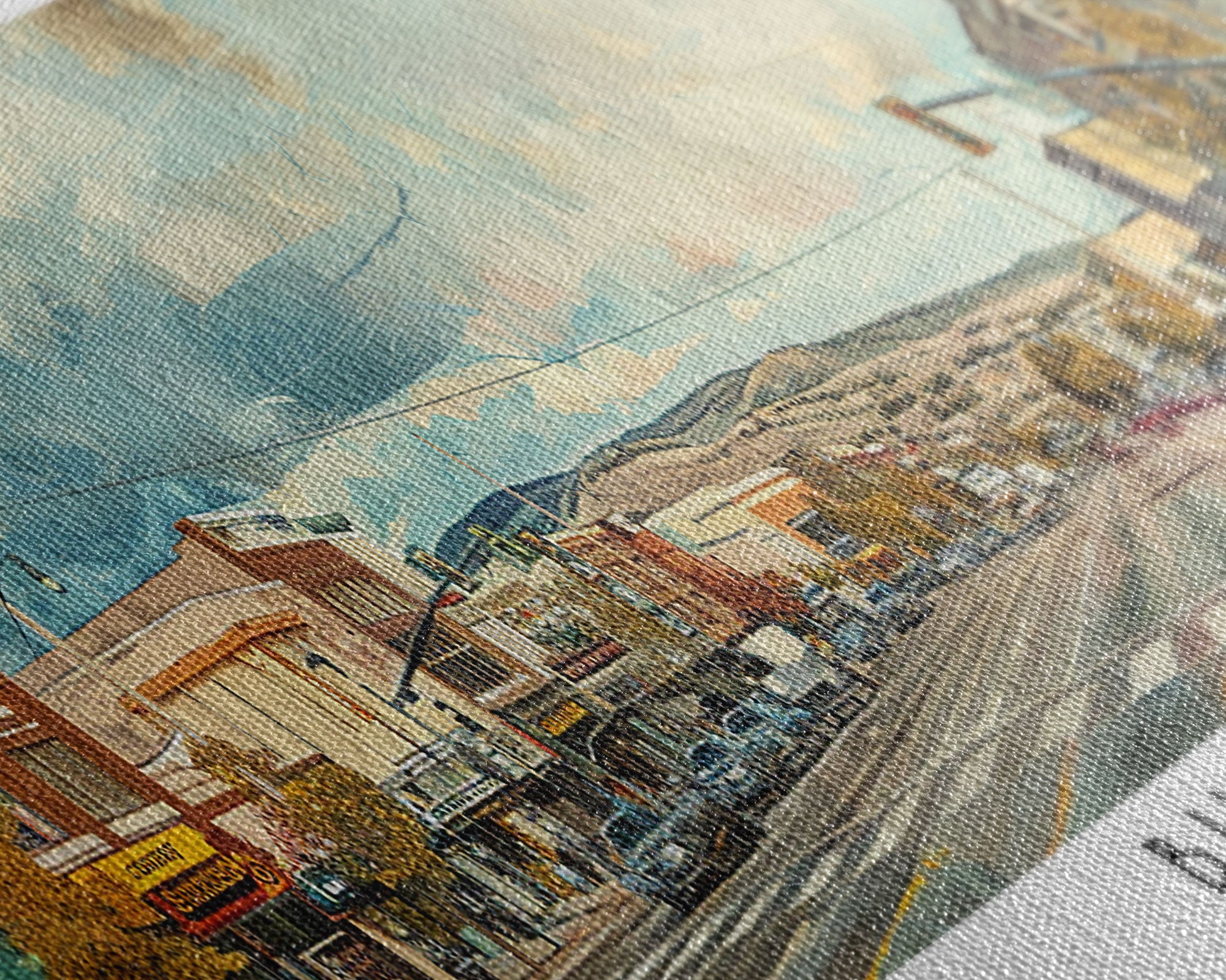 Billings Montana Panoramic Painting, Watercolor Framed Canvas Print, Scenic City Art, Travel Poster, Home Decor, Wall Hanging, Living Room Art