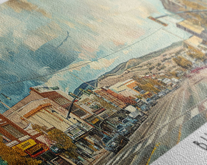 Billings Montana Panoramic Painting, Watercolor Framed Canvas Print, Scenic City Art, Travel Poster, Home Decor, Wall Hanging, Living Room Art