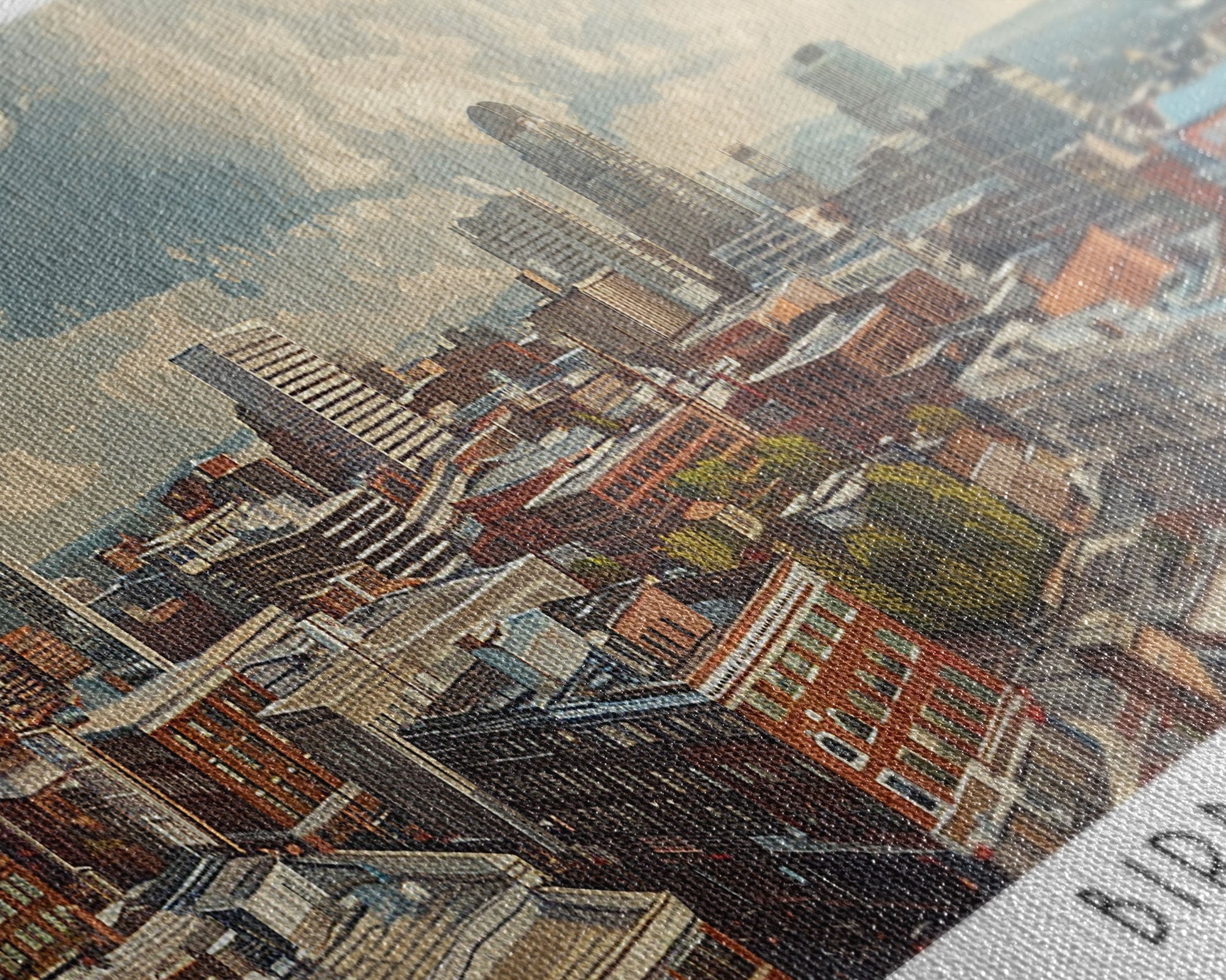 Birmingham Alabama Panoramic Painting, Watercolor Framed Canvas Print, Scenic City Art, Travel Poster, Wall Decor, Living Room Art, Gift Idea