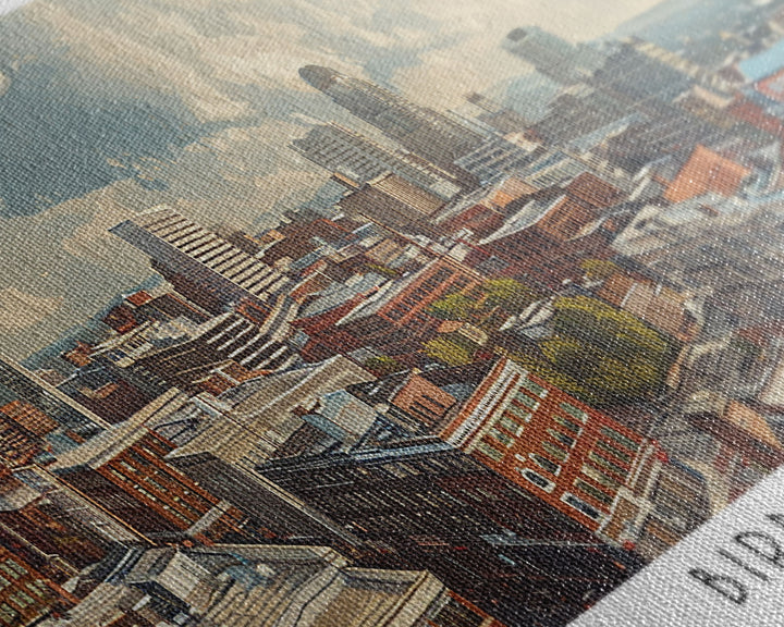 Birmingham Alabama Panoramic Painting, Watercolor Framed Canvas Print, Scenic City Art, Travel Poster, Wall Decor, Living Room Art, Gift Idea
