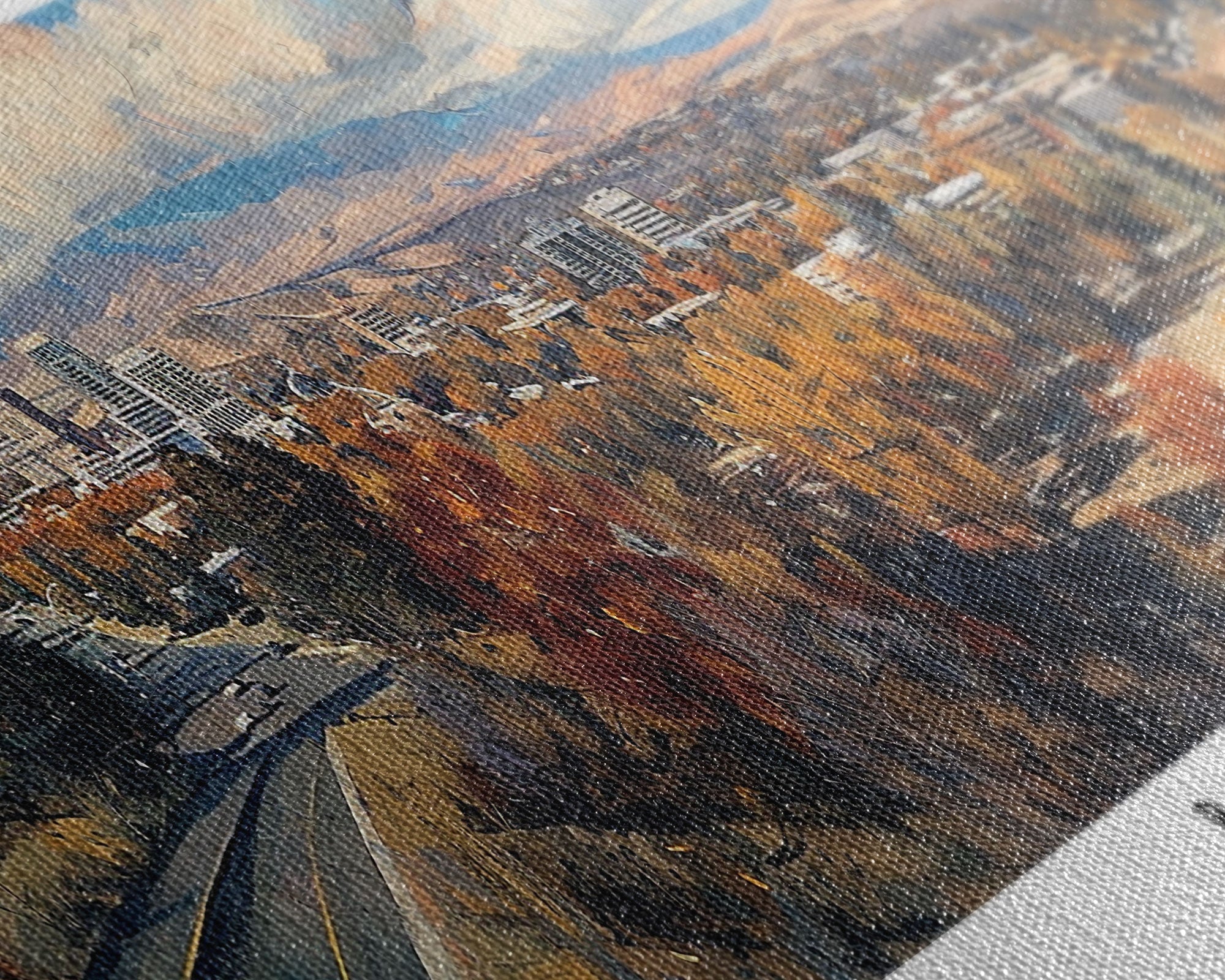 Boise Idaho Panoramic Painting, Watercolor Framed Canvas Print, Scenic City Art, Travel Poster, Home Decor, Wall Hanging, Living Room Art
