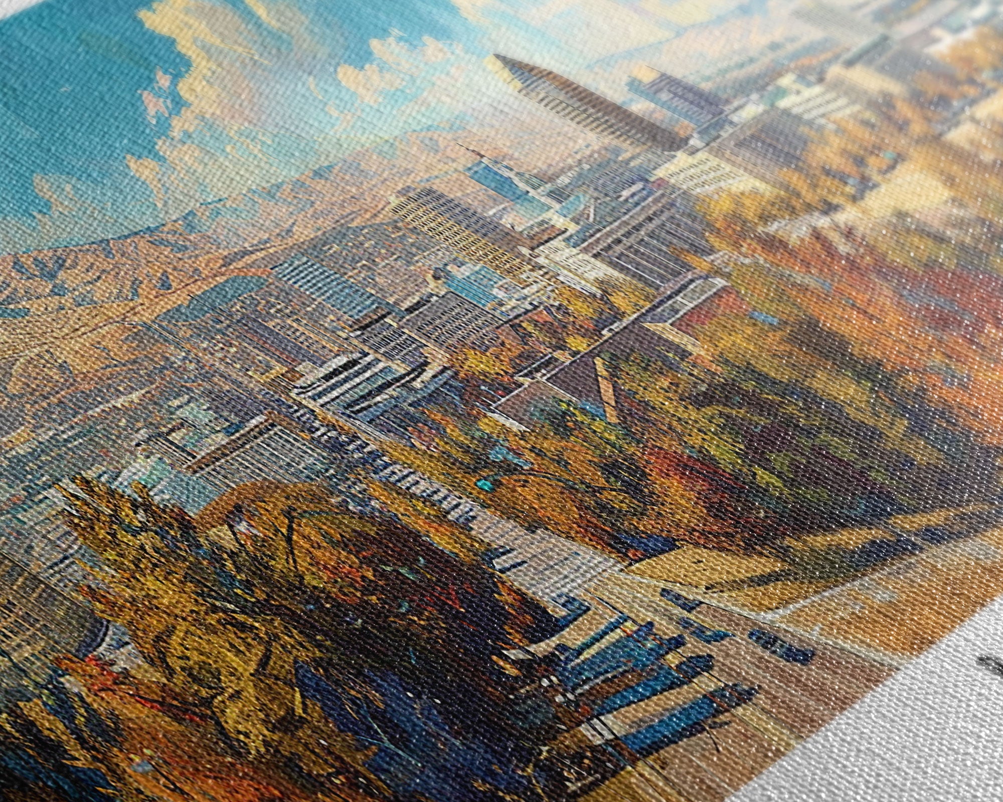 Boise Idaho Panoramic Watercolor Painting, Framed Canvas Print, Scenic City Art, Travel Poster, Wall Decor, Living Room Art, Gift Idea