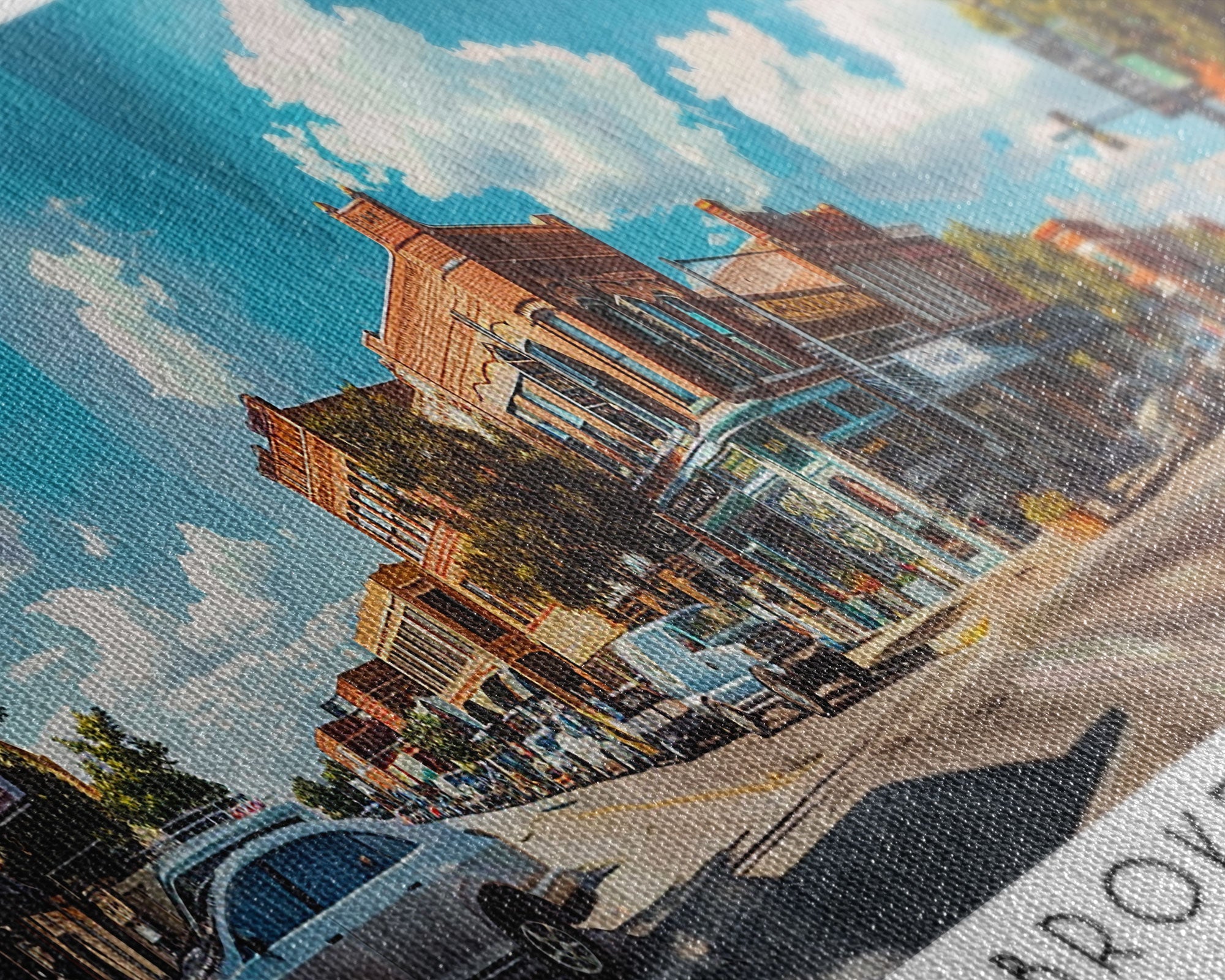 Broken Arrow Oklahoma Panoramic Painting, Watercolor Framed Canvas Print, Scenic City Art, Travel Poster, Home Decor, Wall Hanging, Living Room Art