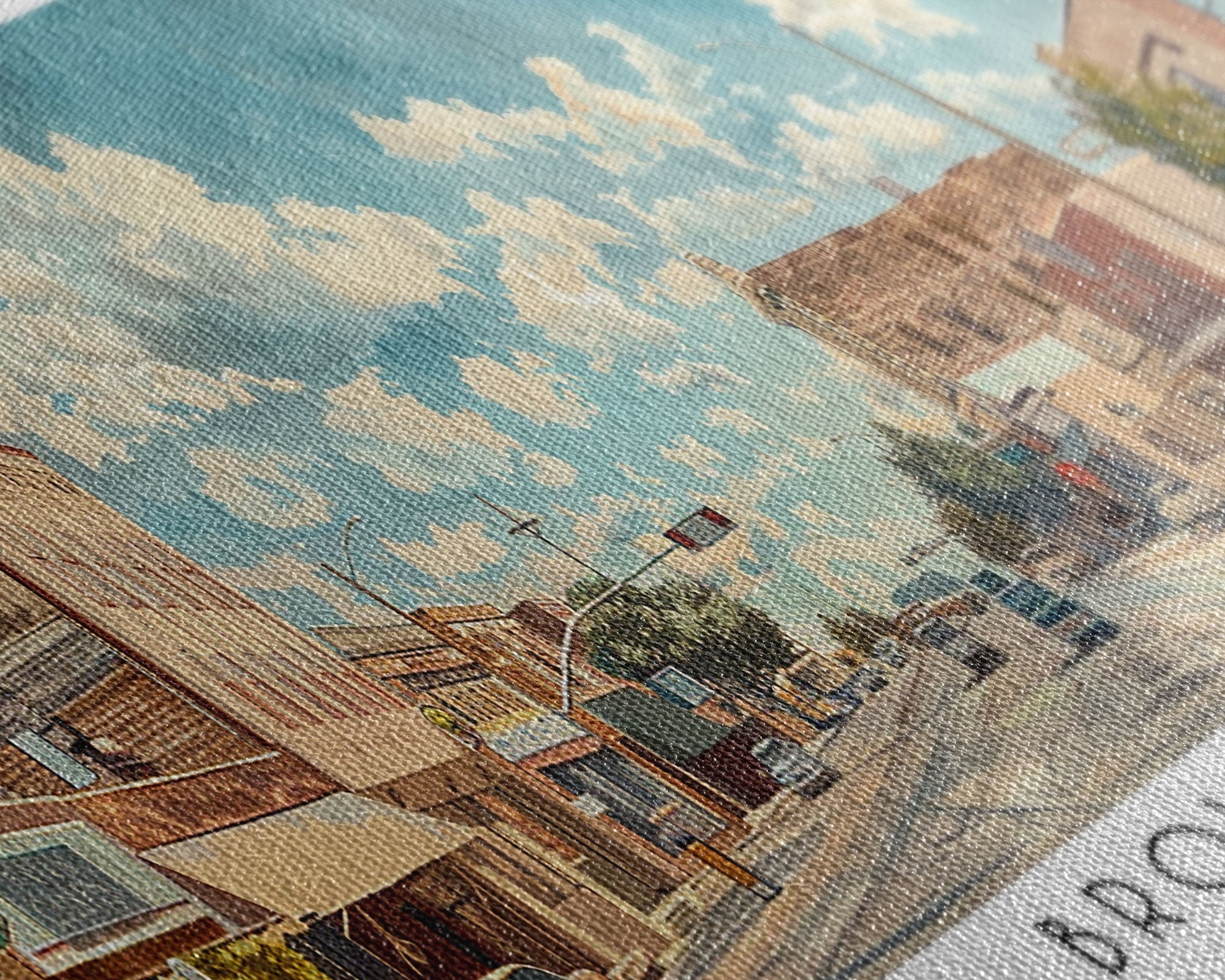 Brownsville Texas Panoramic Painting, Watercolor Framed Canvas Print, Scenic City Art, Travel Poster, Wall Decor, Living Room Art, Gift Idea