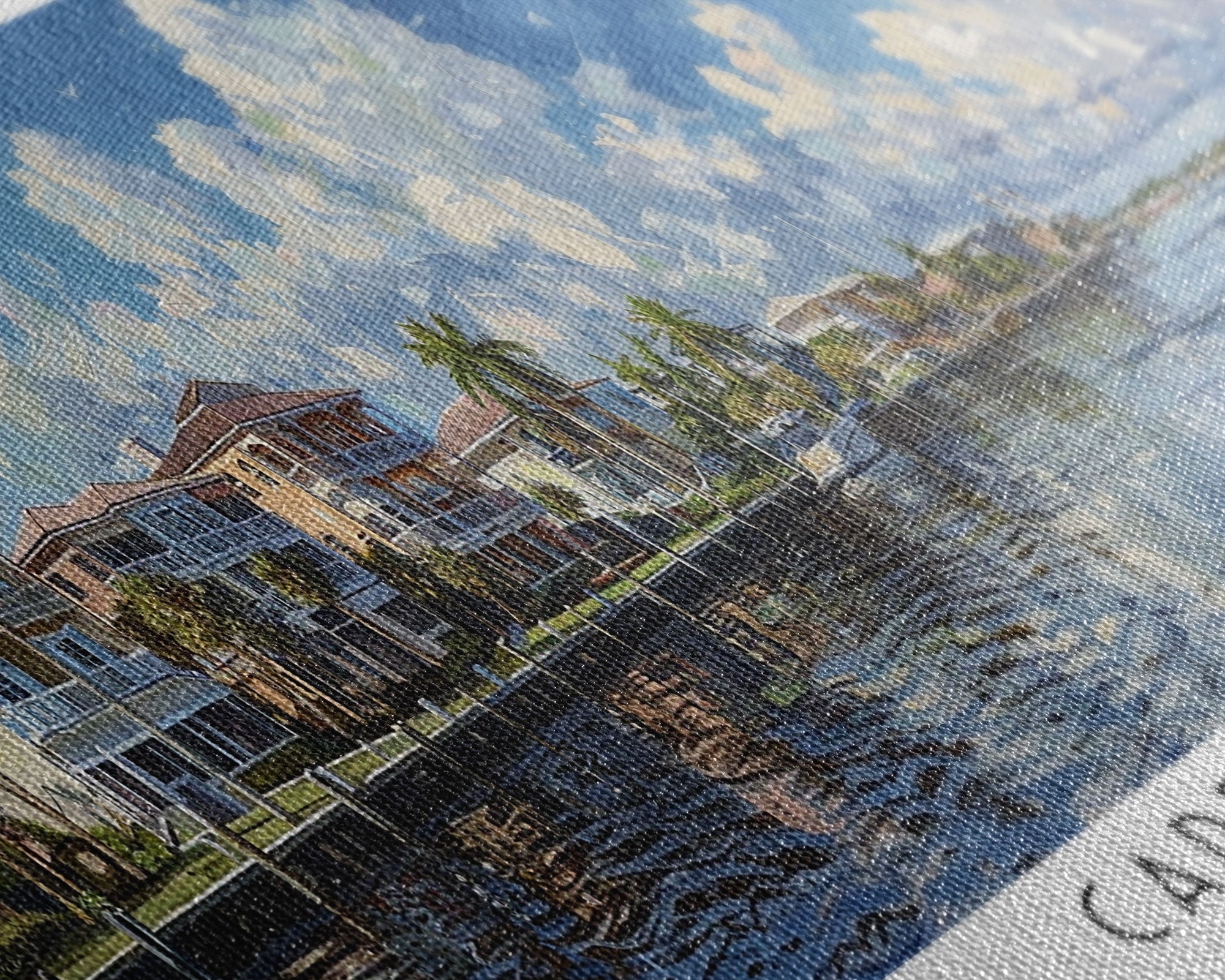 Cape Coral Florida Panoramic Watercolor Painting Framed Canvas Print, Travel Poster Art, Coastal Cityscape, Living Room Decor, Wall Hanging, Office Art, Unique Gift Idea