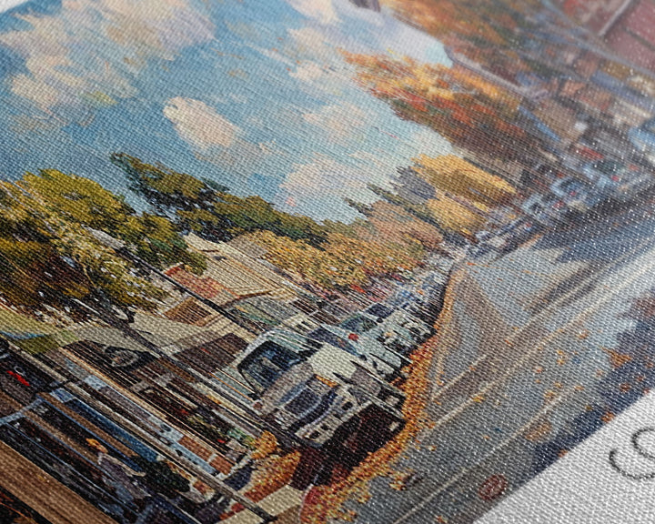 Concord California Panoramic Watercolor Painting Framed Canvas Print, Travel Poster Art, Picturesque Landscape, Living Room Decor, Wall Art, Office Decoration, Unique Travel Gift