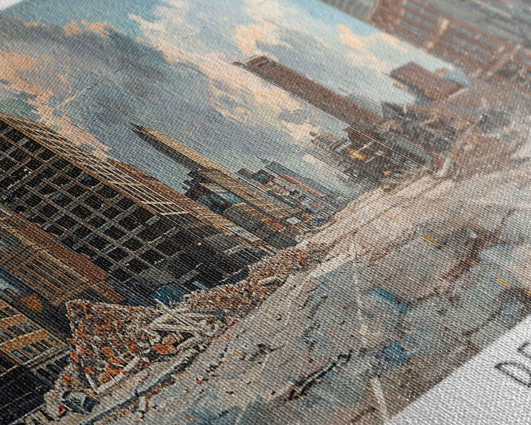 Detroit Michigan Panoramic Watercolor Painting, Scenic Framed Canvas Print, Urban Wall Art for Living Room, Travel Poster, Home Decor, City Gift Idea