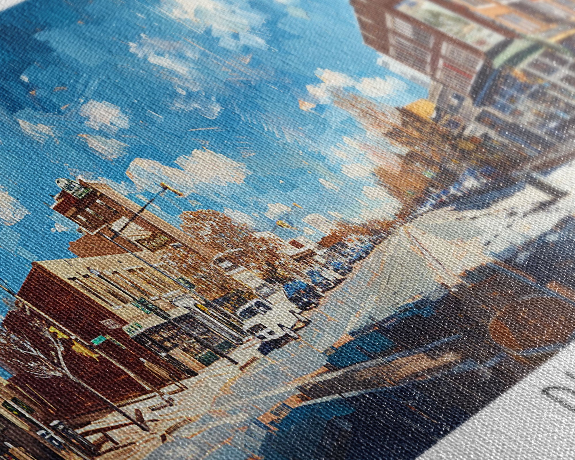 Durham North Carolina Panoramic Watercolor Painting, Scenic Framed Canvas Print, Urban Wall Art for Living Room, Travel Decor, City Print, Gift Idea