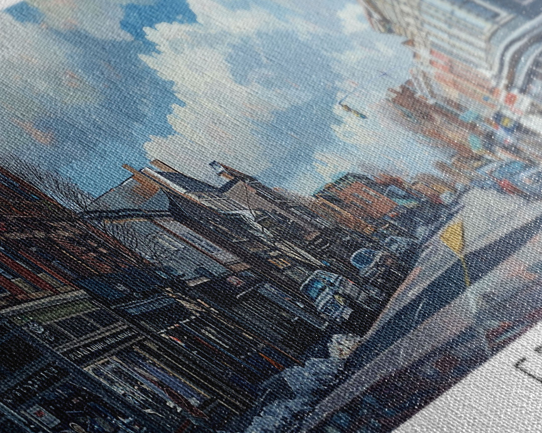 Edison New Jersey Panoramic Watercolor Painting, Scenic Framed Canvas Print, Urban Wall Art for Living Room, Travel Poster, Home Decor, City Gift Idea