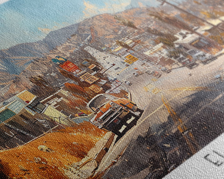 El Cajon California Panoramic Watercolor Painting, Scenic Framed Canvas Print, Urban Wall Art for Office, Travel Decor, City Print, Gift Idea
