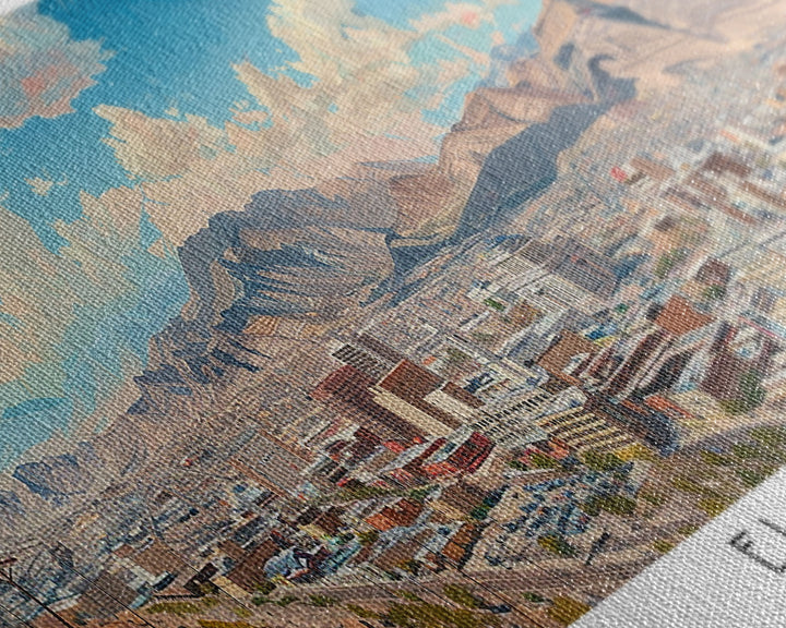 El Paso Texas Panoramic Watercolor Painting, Scenic Framed Canvas Print, Urban Wall Art for Living Room, Travel Decor, City Print, Gift Idea
