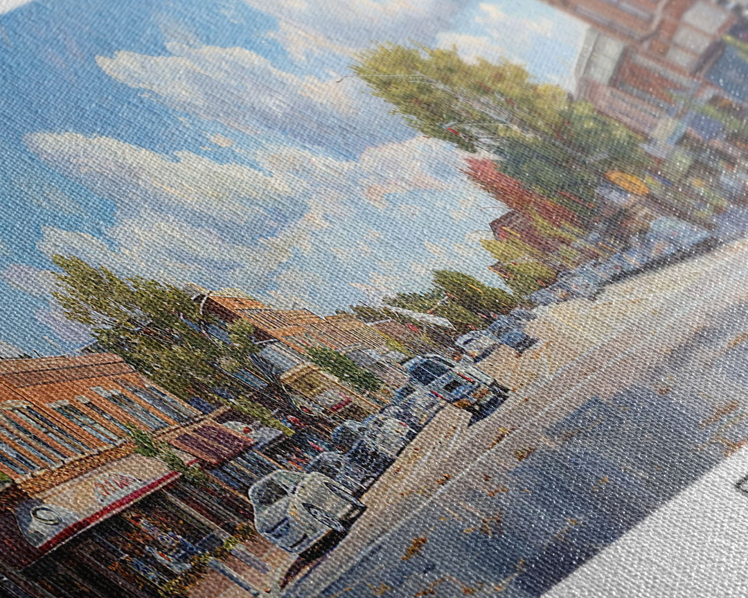 Elgin Illinois Panoramic Watercolor Painting, Scenic Framed Canvas Print, Urban Wall Art for Living Room, Travel Poster, Home Decor, City Gift Idea