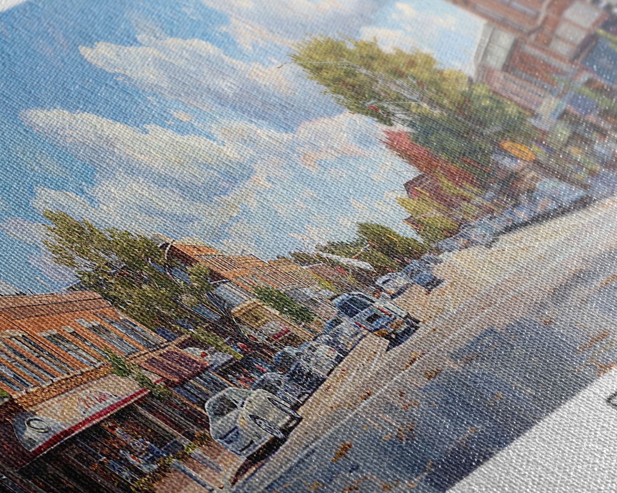 Elgin Illinois Panoramic Watercolor Painting, Scenic Framed Canvas Print, Urban Wall Art for Living Room, Travel Poster, Home Decor, City Gift Idea