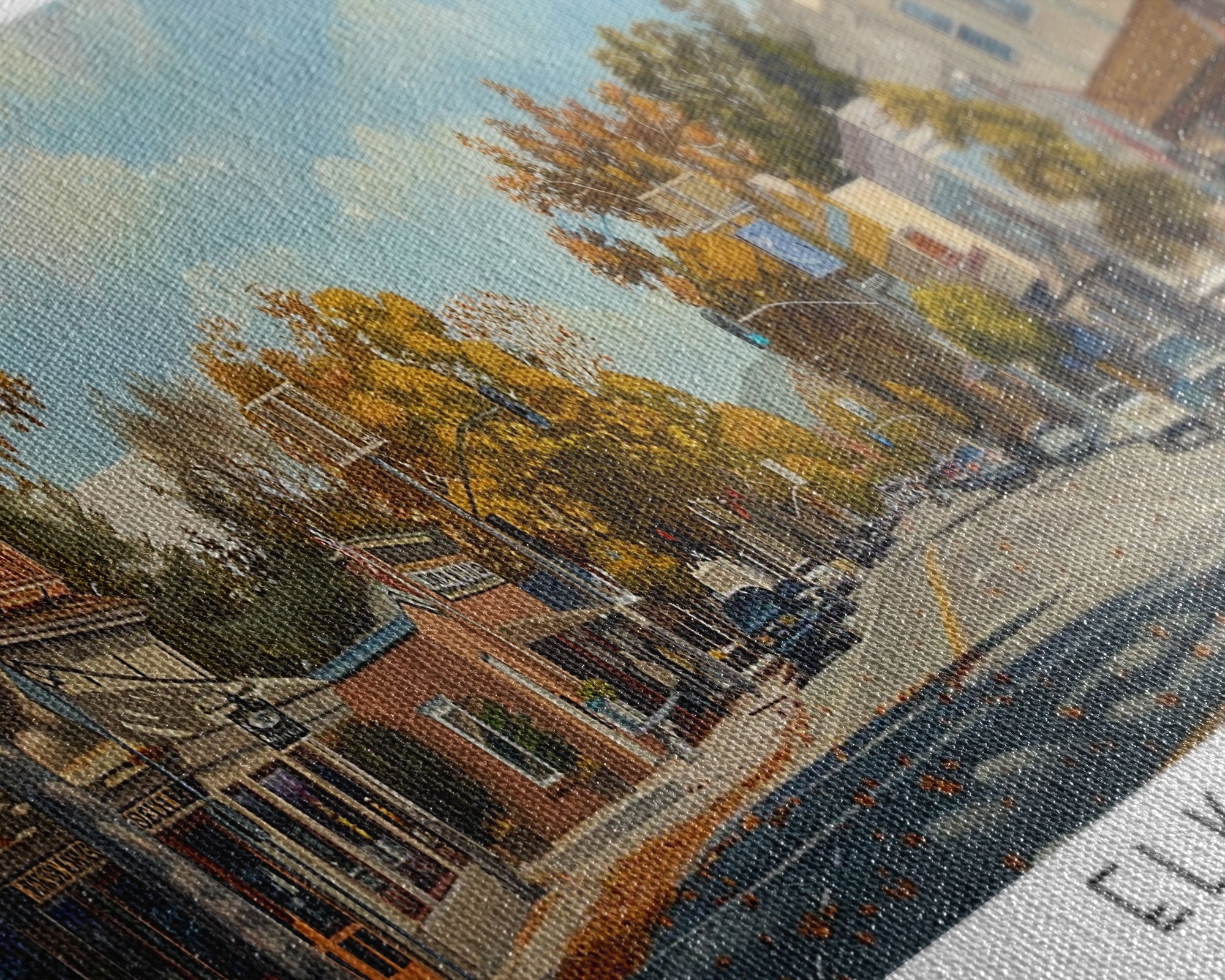 Elk Grove California Panoramic Watercolor Painting, Scenic Framed Canvas Print, Urban Wall Art for Living Room, Travel Poster, Home Decor, City Gift Idea