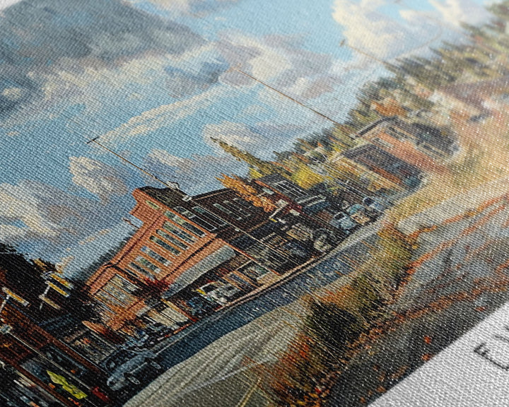 Everett Washington Panoramic Watercolor Painting, Scenic Framed Canvas Print, Urban Wall Art for Office, Travel Decor, City Print, Gift Idea