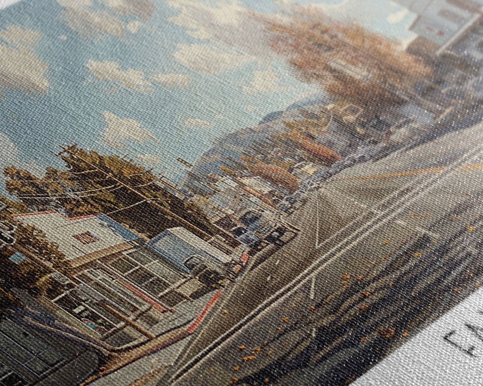 Fairfield California Panoramic Watercolor Painting, Scenic Framed Canvas Print, Urban Wall Art for Living Room, Travel Poster, Home Decor, City Gift Idea