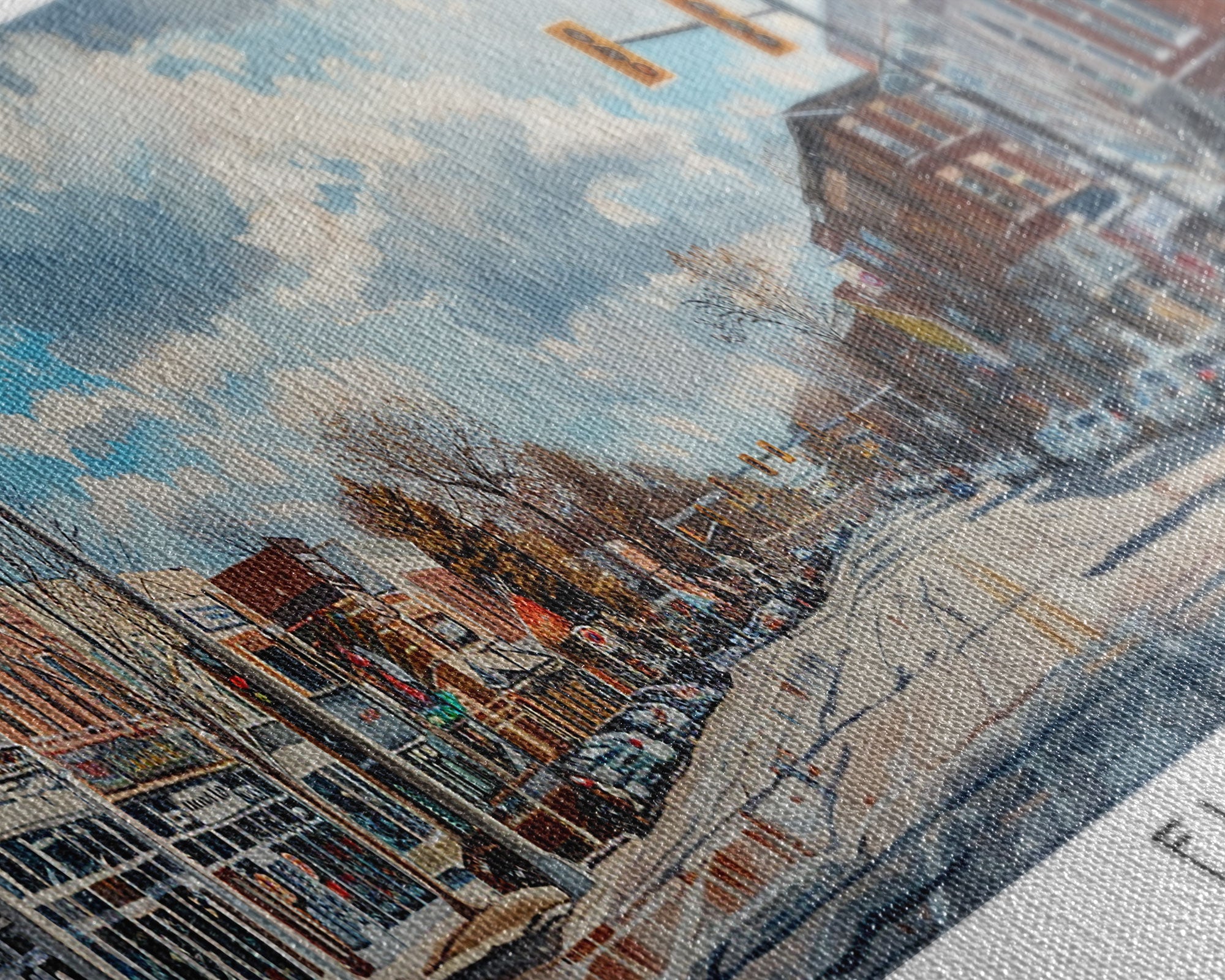 Fishers Indiana Panoramic Watercolor Painting, Scenic Framed Canvas Print, Urban Wall Art for Office, Travel Decor, City Print, Gift Idea