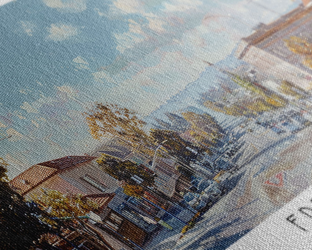 Fremont California Panoramic Watercolor Painting, Scenic Framed Canvas Print, Urban Wall Art for Office, Travel Poster, Home Decor, City Gift Idea