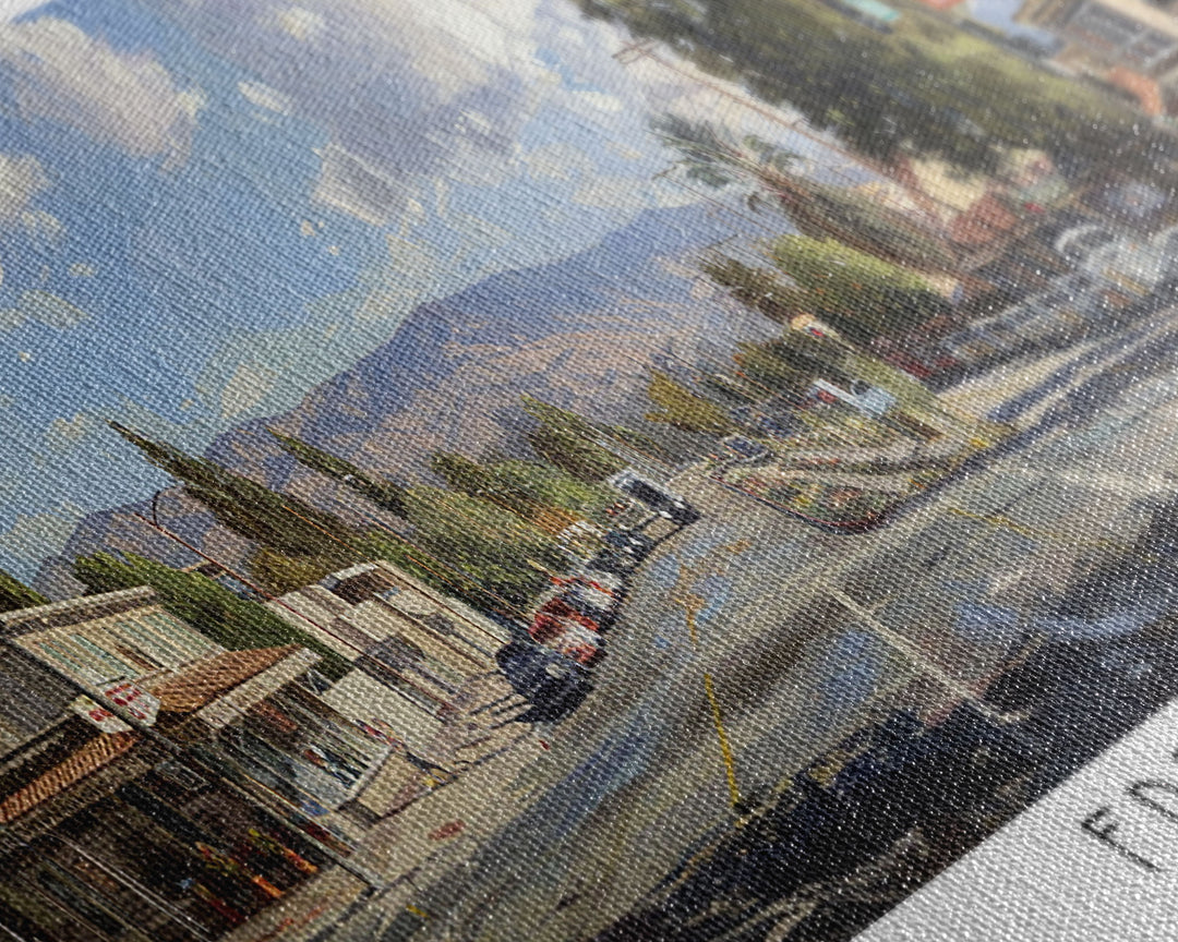 Fremont California Panoramic Watercolor Painting, Scenic Framed Canvas Print, Urban Wall Art for Office, Travel Poster, Home Decor, City Gift Idea