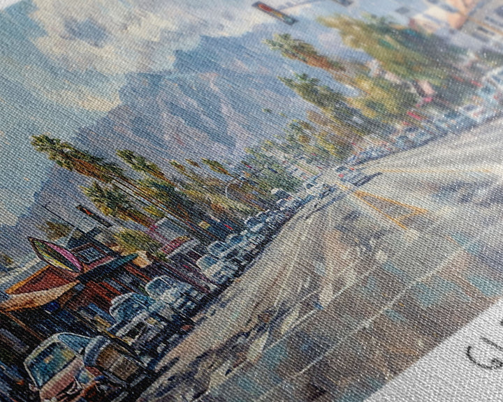 Glendale Arizona Panoramic Watercolor Painting, Urban Framed Canvas Print, Cityscape Wall Art for Office, Travel Decor, Home Gift Idea