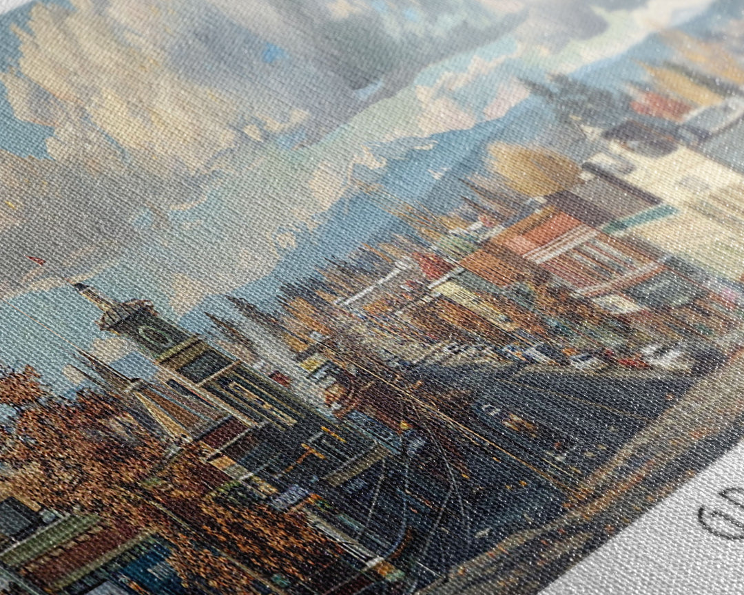 Gresham Oregon Panoramic Watercolor Painting, Urban Framed Canvas Print, Cityscape Wall Art for Office, Travel Decor, Home Gift Idea