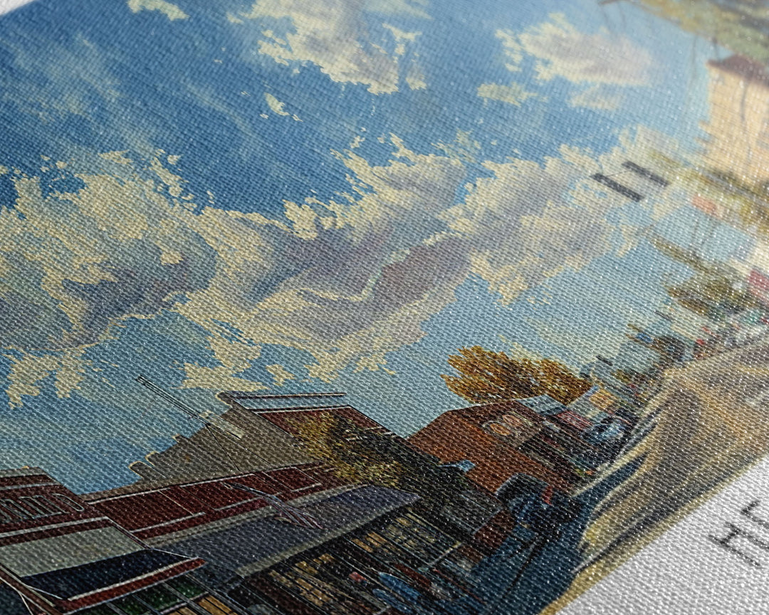Hesperia California Panoramic Watercolor Painting, Urban Framed Canvas Print, Cityscape Wall Art for Living Room, Travel Poster, Home Decor, City Gift Idea
