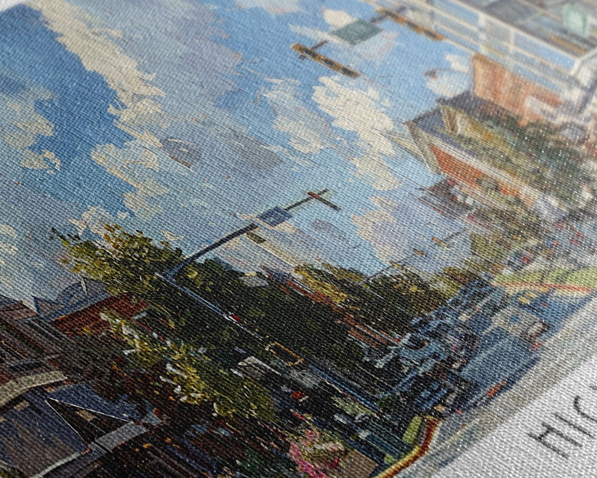 High Point North Carolina Panoramic Watercolor Painting, Urban Framed Canvas Print, Cityscape Wall Art for Office, Travel Decor, Home Gift Idea