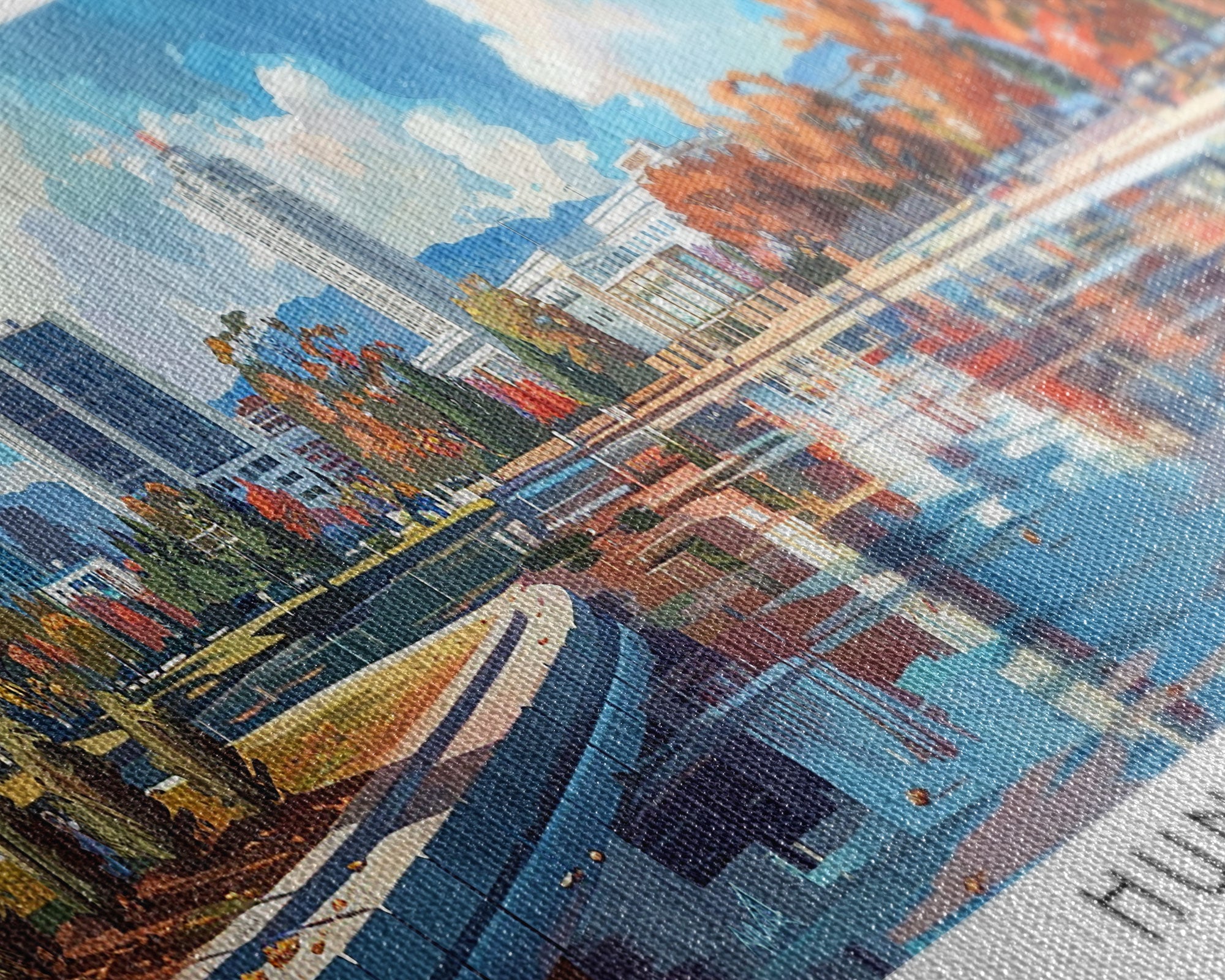 Huntsville Alabama Panoramic Watercolor Painting, Urban Framed Canvas Print, Cityscape Wall Art for Office, Travel Decor, Home Gift Idea