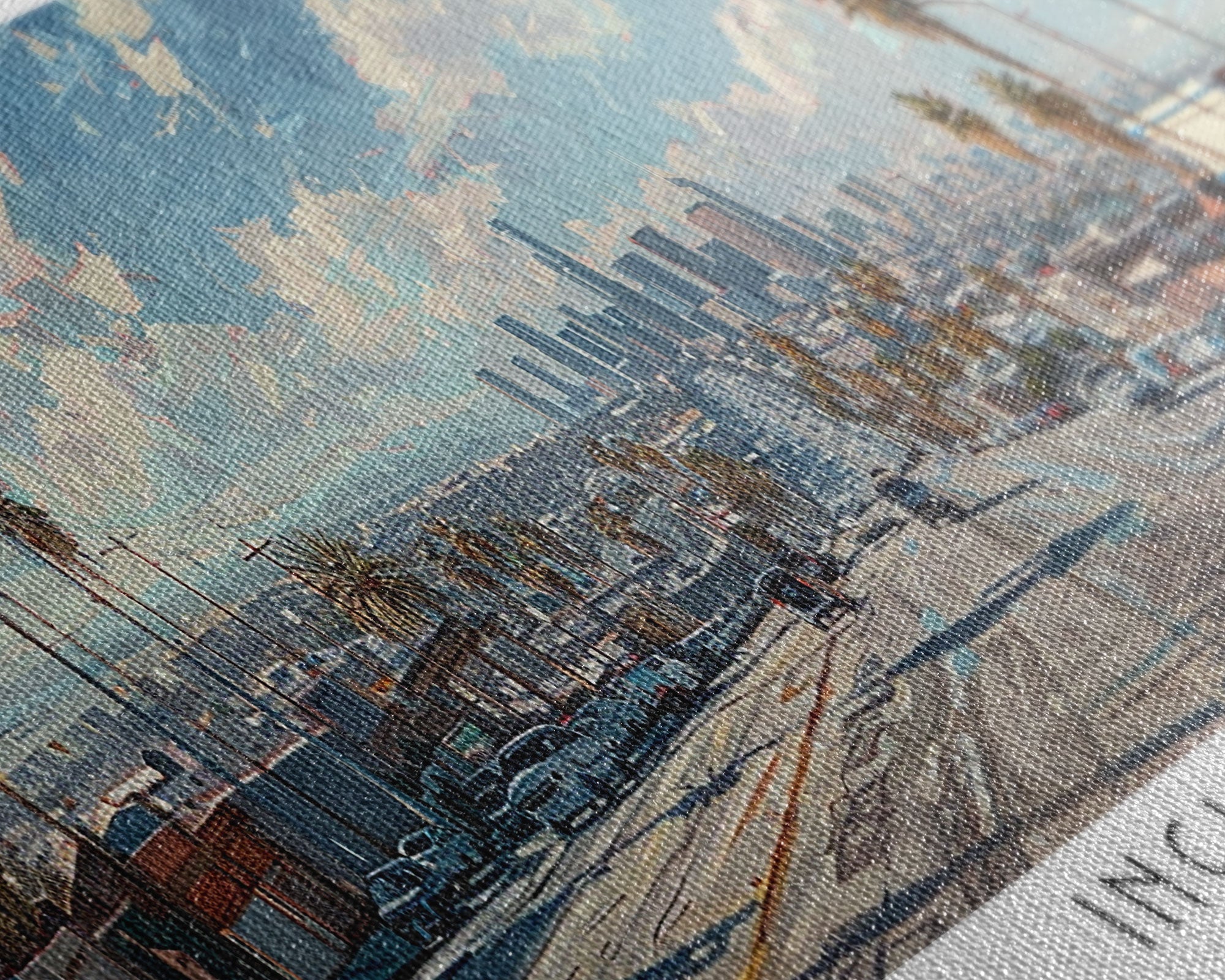 Inglewood California Panoramic Watercolor Painting, Urban Framed Canvas Print, Cityscape Wall Art for Living Room, Travel Poster, Home Decor, City Gift Idea