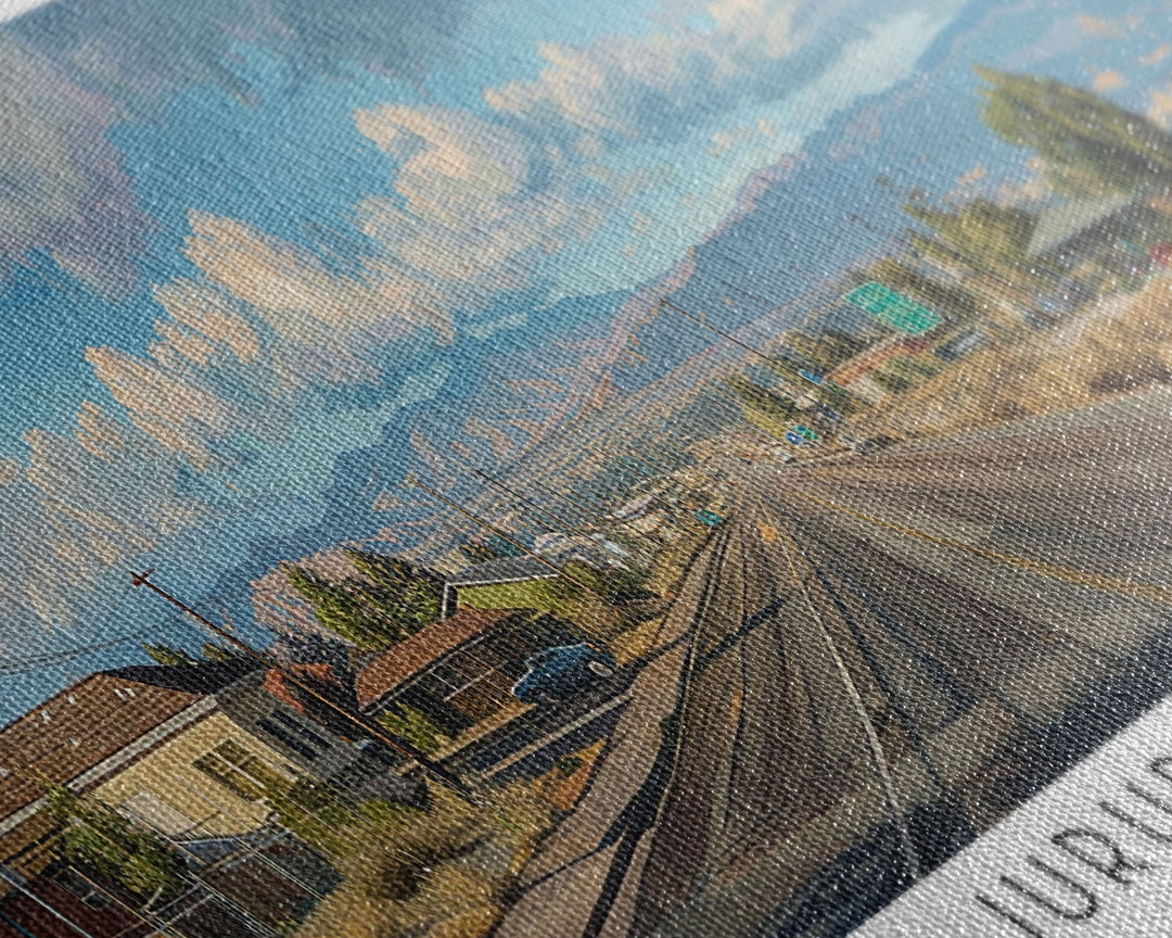 Jurupa Valley California Panoramic Cityscape Wall Art, Watercolor Framed Canvas Print, Urban Decor, Office Art, Travel Poster, Home Decoration