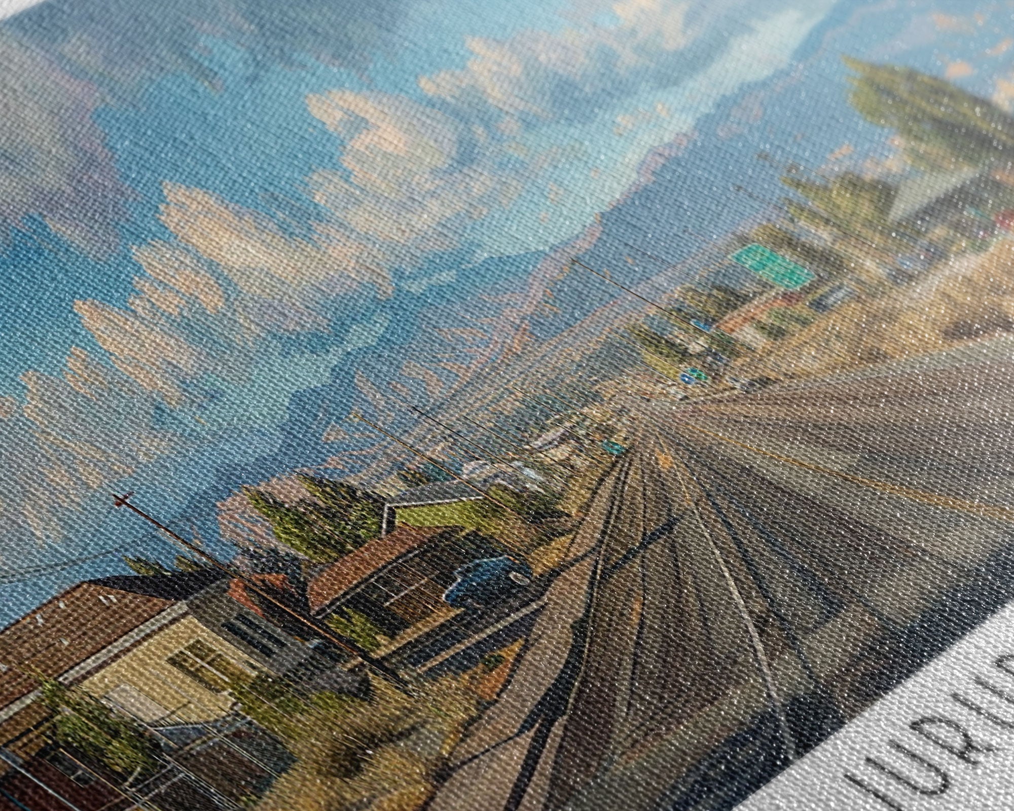 Jurupa Valley California Panoramic Cityscape Wall Art, Watercolor Framed Canvas Print, Urban Decor, Office Art, Travel Poster, Home Decoration