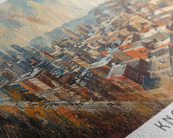 Knoxville Tennessee Panoramic Watercolor Cityscape, Framed Canvas Print for Living Room, Office Wall Art, Urban Decor, Travel Poster