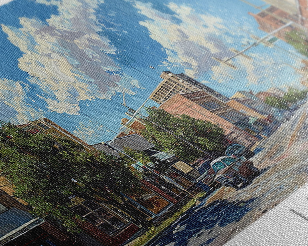 Laredo Texas Panoramic Cityscape Painting, Framed Canvas Print, Urban Decor, Office Wall Art, Watercolor Travel Poster, Home Decoration