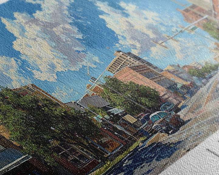 Laredo Texas Panoramic Cityscape Painting, Framed Canvas Print, Urban Decor, Office Wall Art, Watercolor Travel Poster, Home Decoration