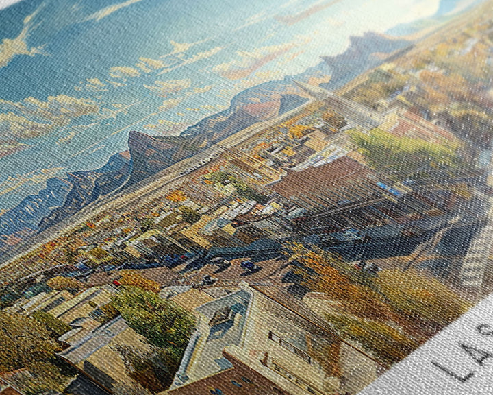 Las Cruces New Mexico Panoramic Cityscape Wall Art, Watercolor Framed Canvas Print, Urban Painting for Living Room, Office Decor, Travel Poster