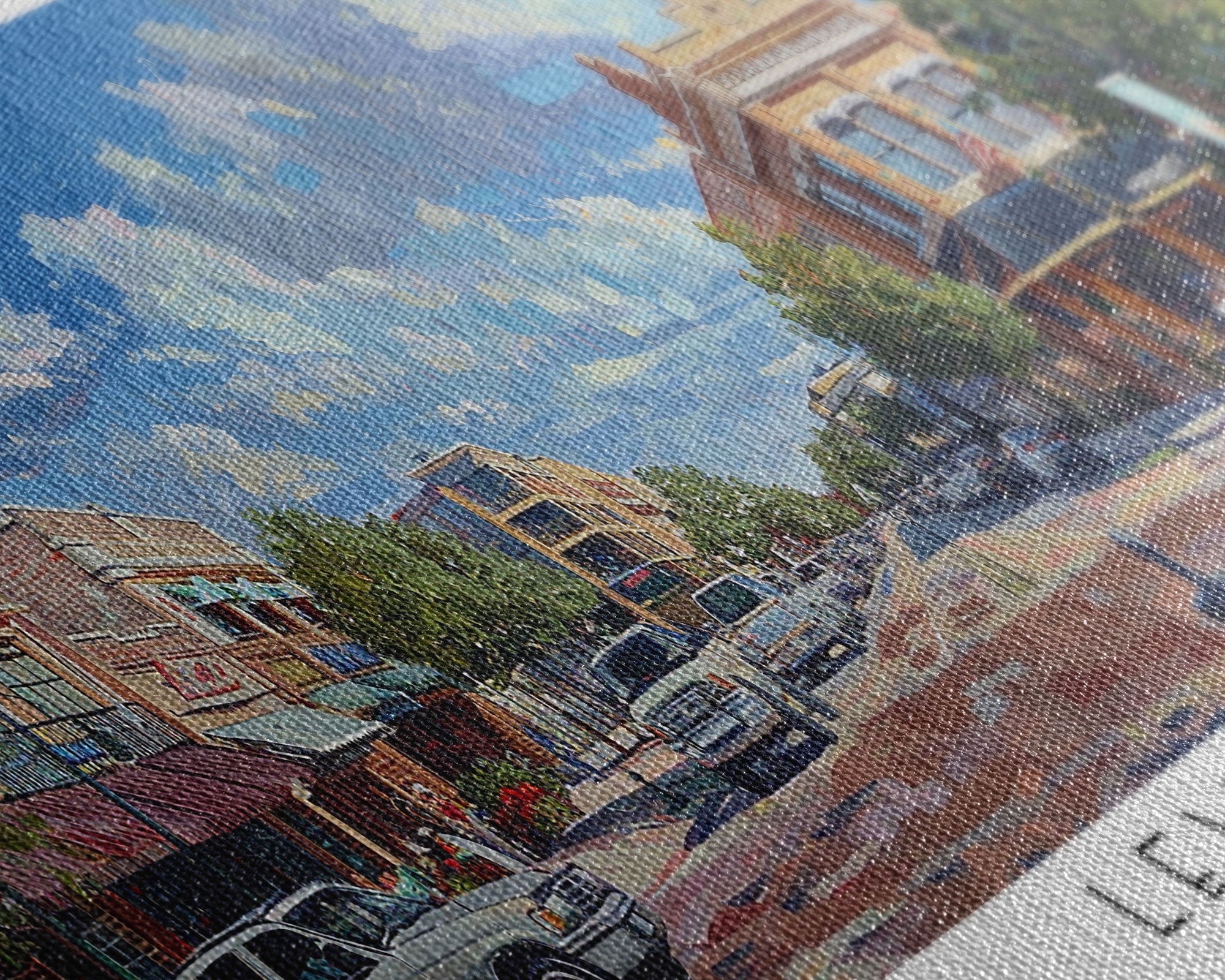 Lewisville Texas Panoramic Cityscape Painting, Framed Canvas Print, Urban Decor, Office Wall Art, Watercolor Travel Poster, Home Decoration