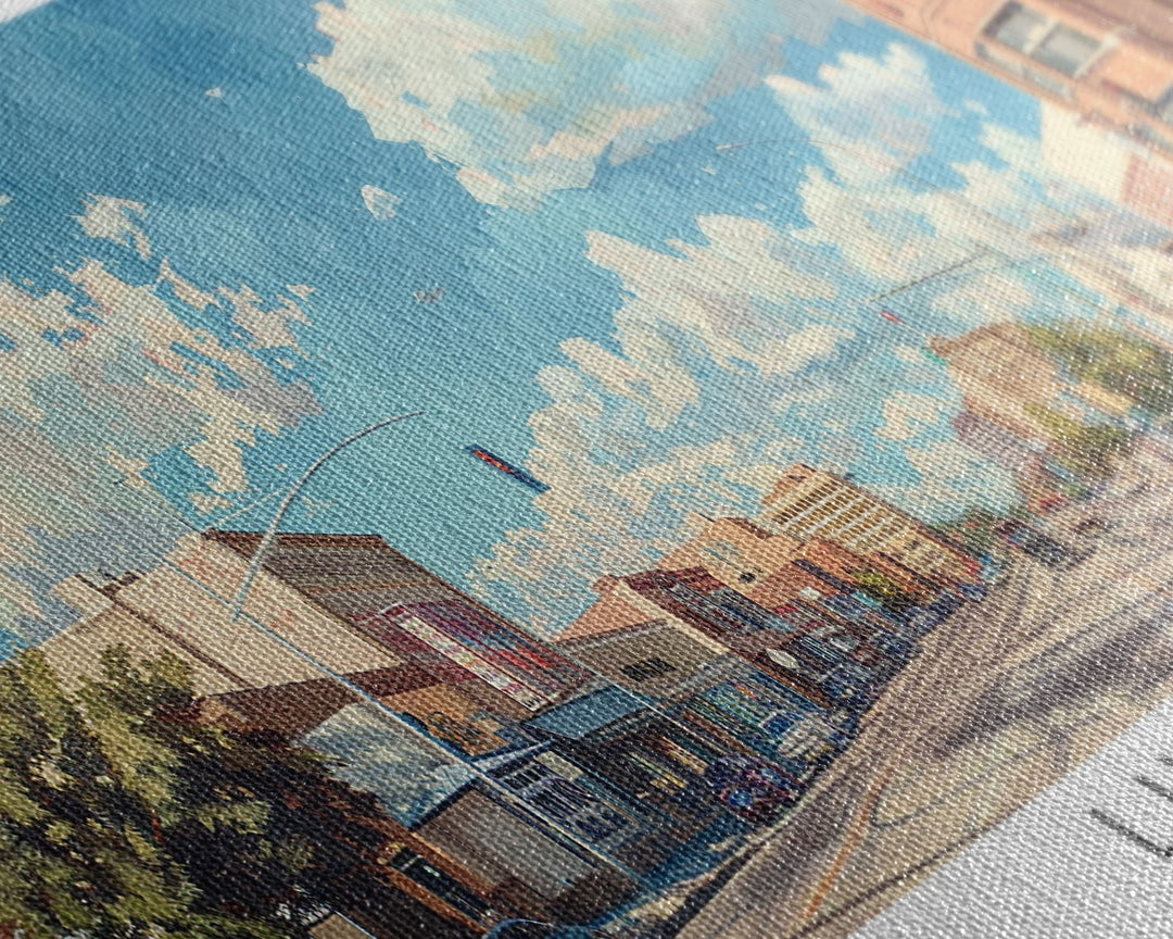 Lubbock Texas Panoramic Cityscape Wall Art, Watercolor Framed Canvas Print, Urban Painting for Living Room, Office Decor, Travel Poster