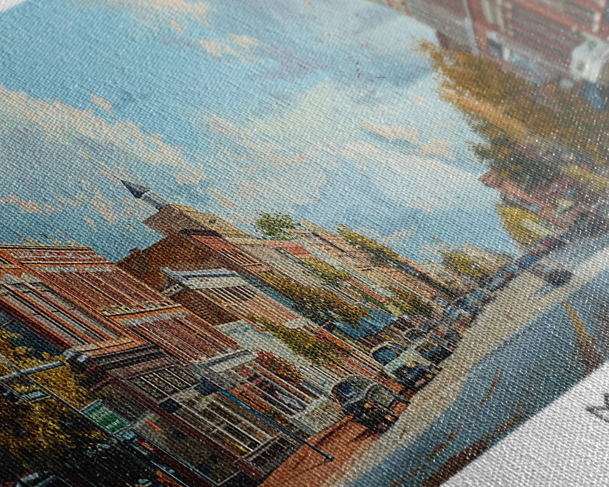 Macon Georgia Panoramic Cityscape Painting, Framed Canvas Print, Urban Decor, Office Wall Art, Watercolor Travel Poster, Home Decoration