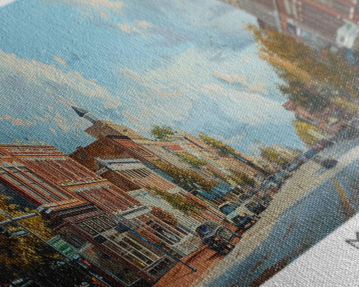 Macon Georgia Panoramic Cityscape Painting, Framed Canvas Print, Urban Decor, Office Wall Art, Watercolor Travel Poster, Home Decoration