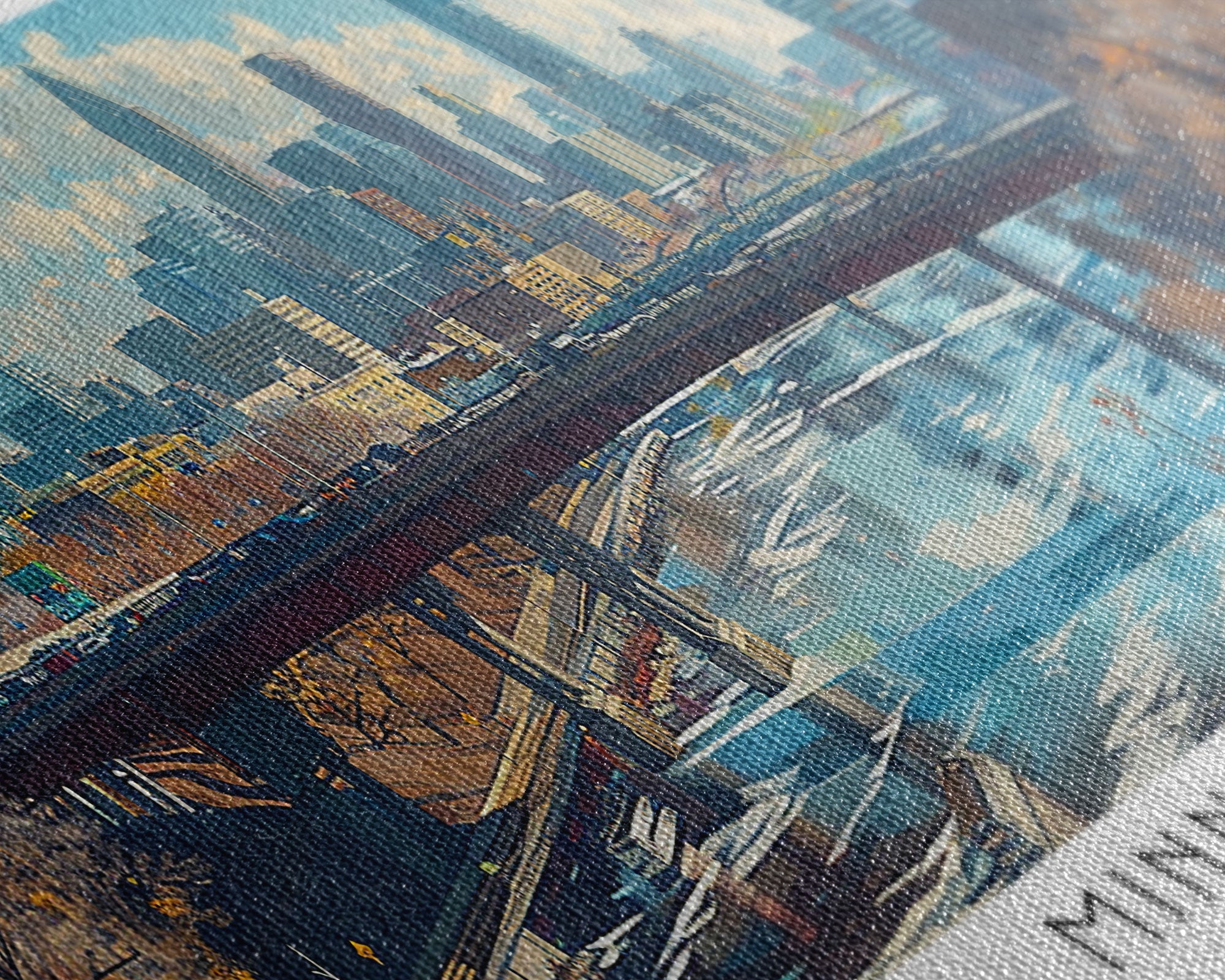 Minneapolis Minnesota Panoramic Framed Canvas Print, Stunning Watercolor City Art, Office Wall Decor, Travel Poster, Living Room Decor